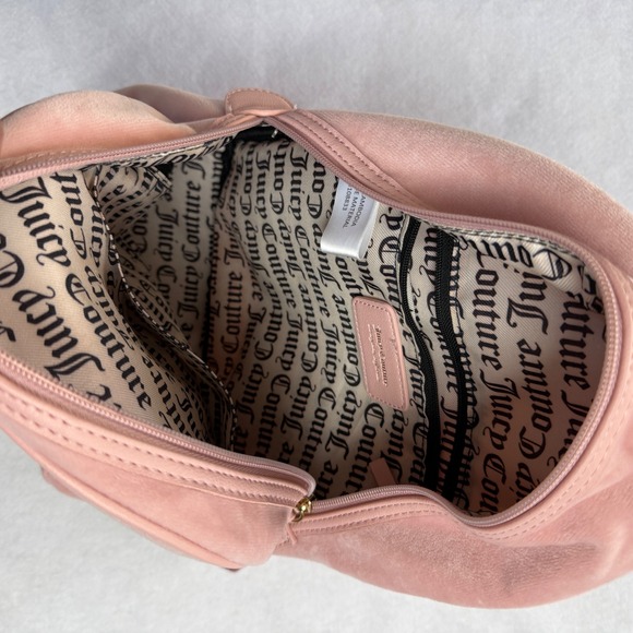 Juicy Couture Pink Velour Mini Backpack‎ Rhinestone Logo Adjustable Straps Y2K main image 7